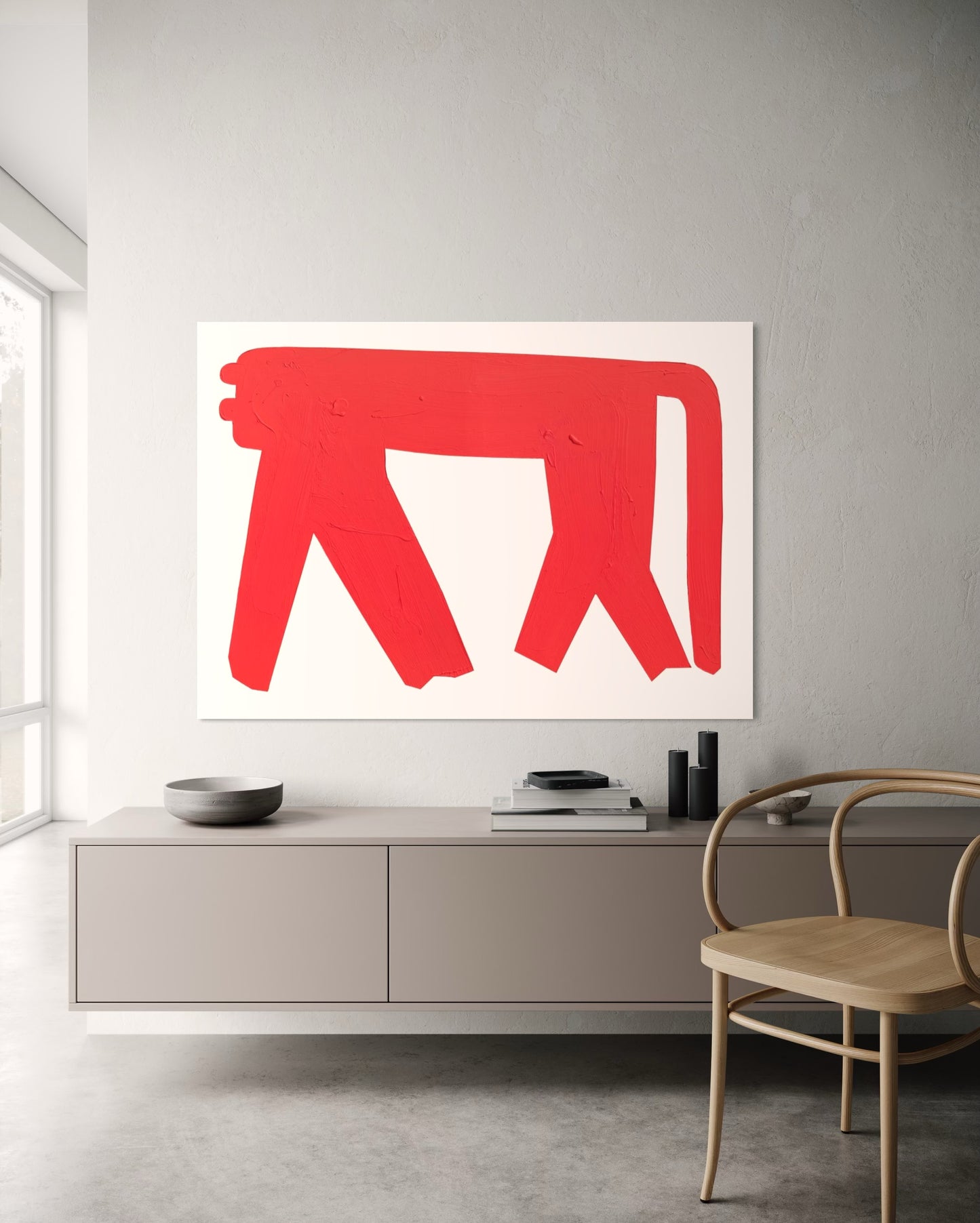 Obraz figuratywno-abstrakcyjny na płótnie w minimalistycznej formie - SHADOW OT THE PANTHER'S GRACE 1
