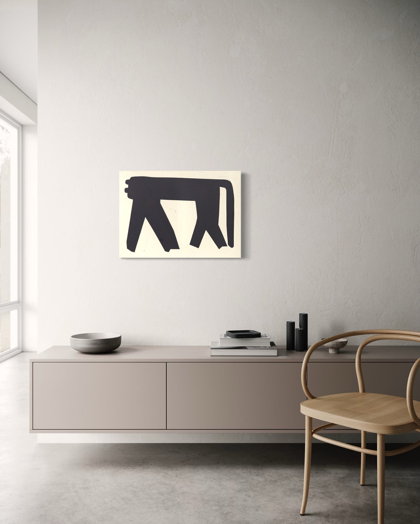 Obraz figuratywno-abstrakcyjny na płótnie w minimalistycznej formie - SHADOW OT THE PANTHER'S GRACE 2