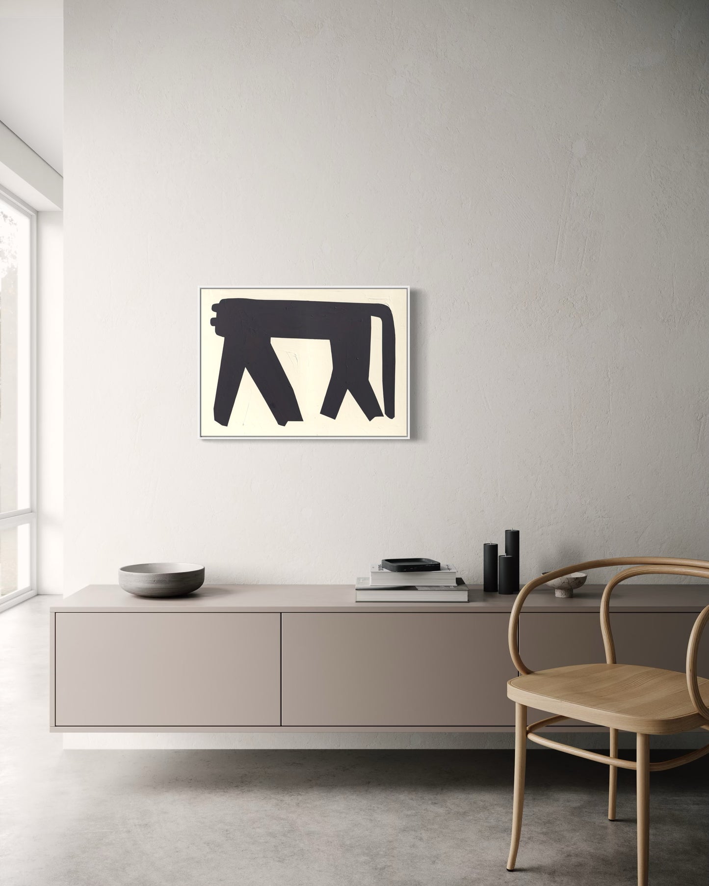 Obraz figuratywno-abstrakcyjny na płótnie w minimalistycznej formie - SHADOW OT THE PANTHER'S GRACE 2