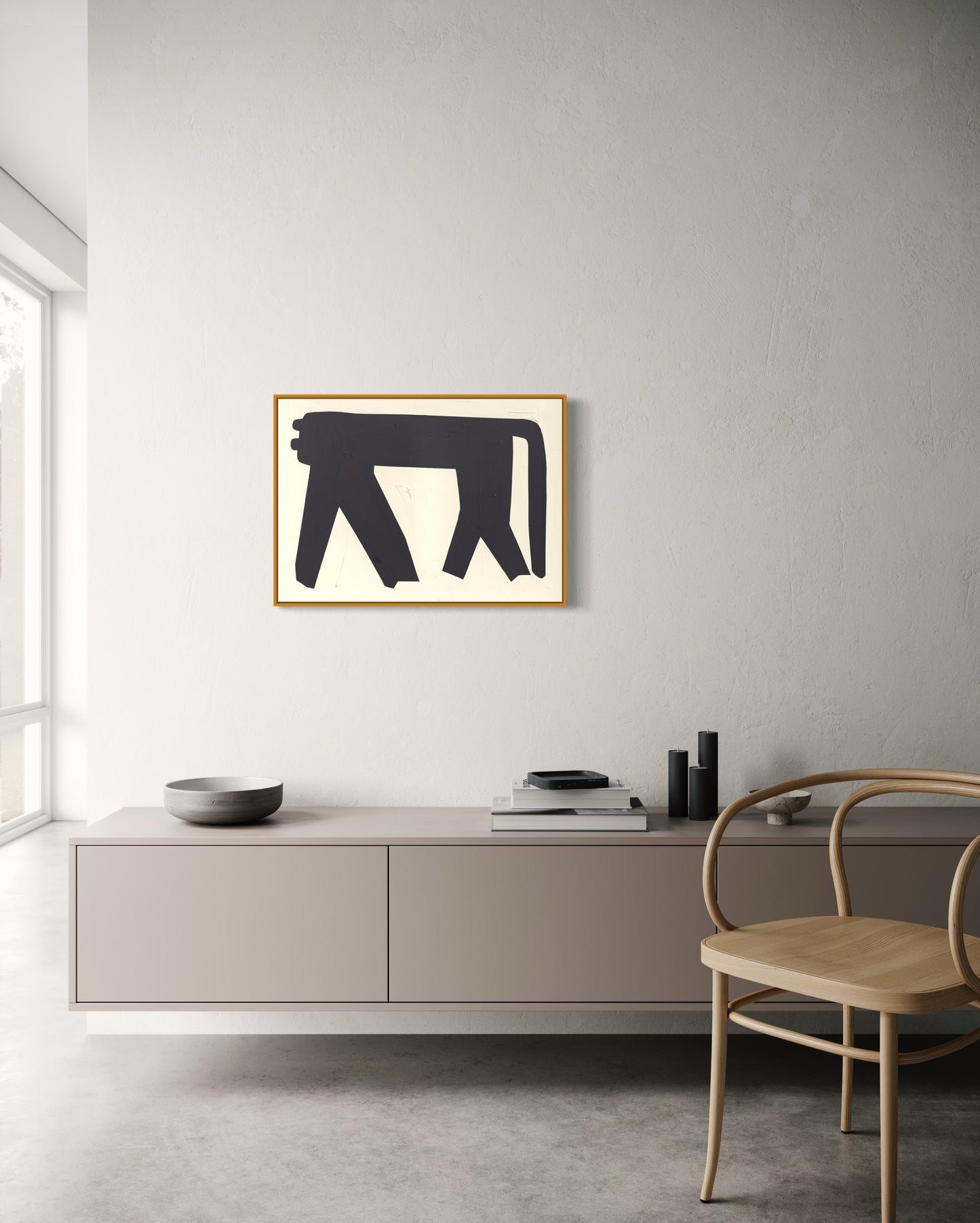 Obraz figuratywno-abstrakcyjny na płótnie w minimalistycznej formie - SHADOW OT THE PANTHER'S GRACE 2