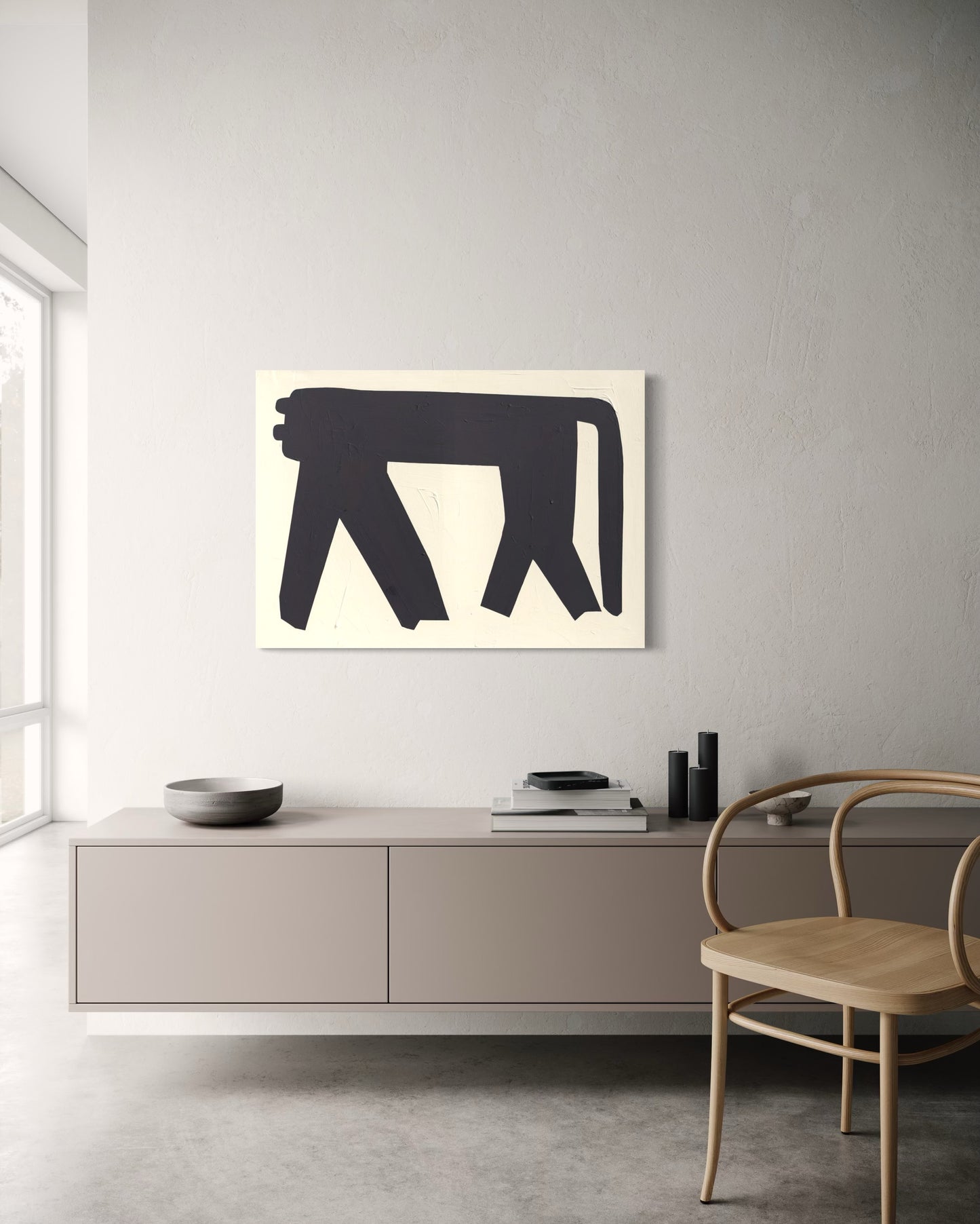 Obraz figuratywno-abstrakcyjny na płótnie w minimalistycznej formie - SHADOW OT THE PANTHER'S GRACE 2