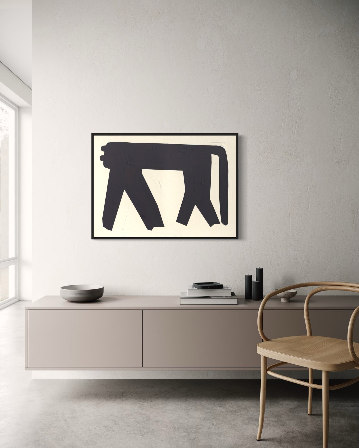 Obraz figuratywno-abstrakcyjny na płótnie w minimalistycznej formie - SHADOW OT THE PANTHER'S GRACE 2