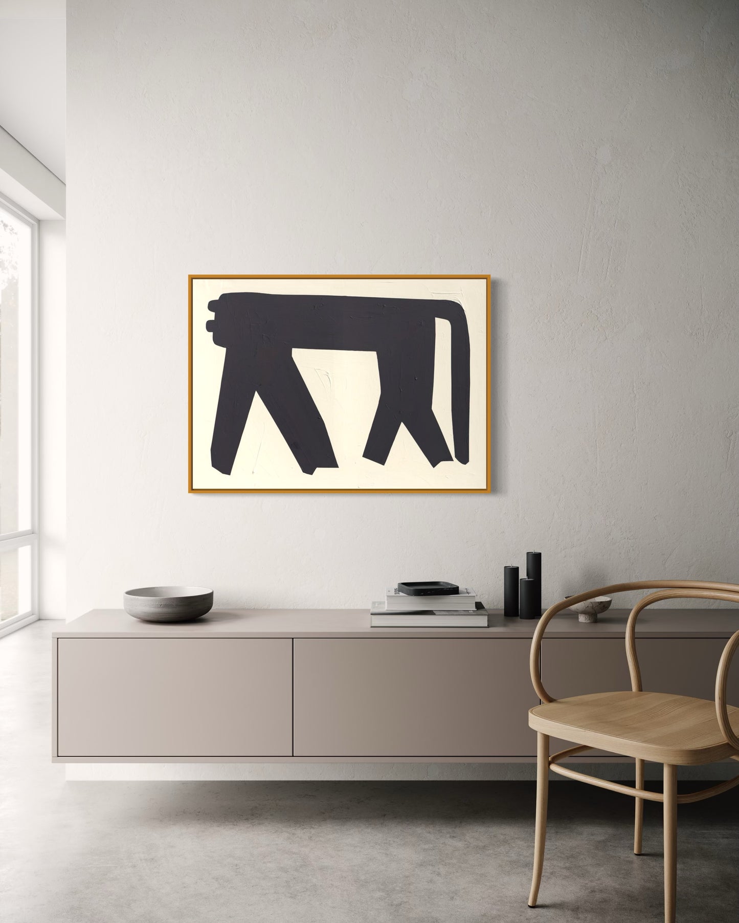 Obraz figuratywno-abstrakcyjny na płótnie w minimalistycznej formie - SHADOW OT THE PANTHER'S GRACE 2