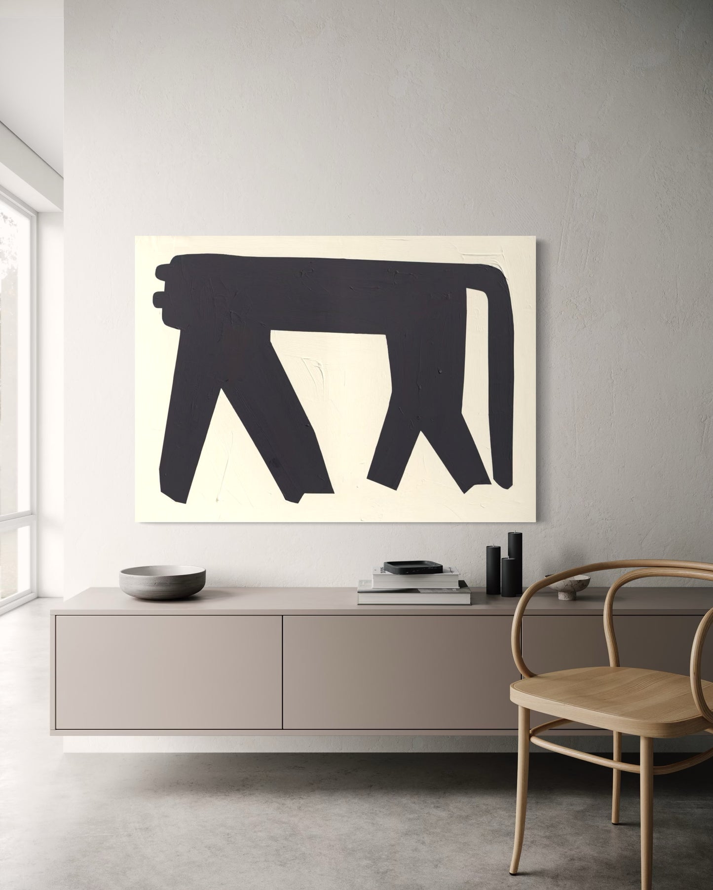 Obraz figuratywno-abstrakcyjny na płótnie w minimalistycznej formie - SHADOW OT THE PANTHER'S GRACE 2