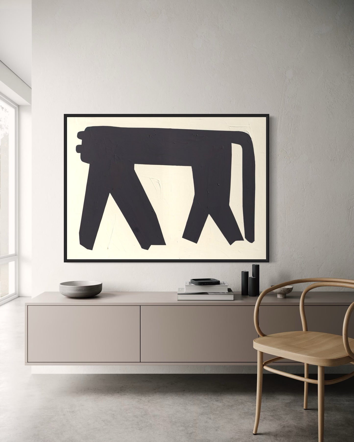 Obraz figuratywno-abstrakcyjny na płótnie w minimalistycznej formie - SHADOW OT THE PANTHER'S GRACE 2