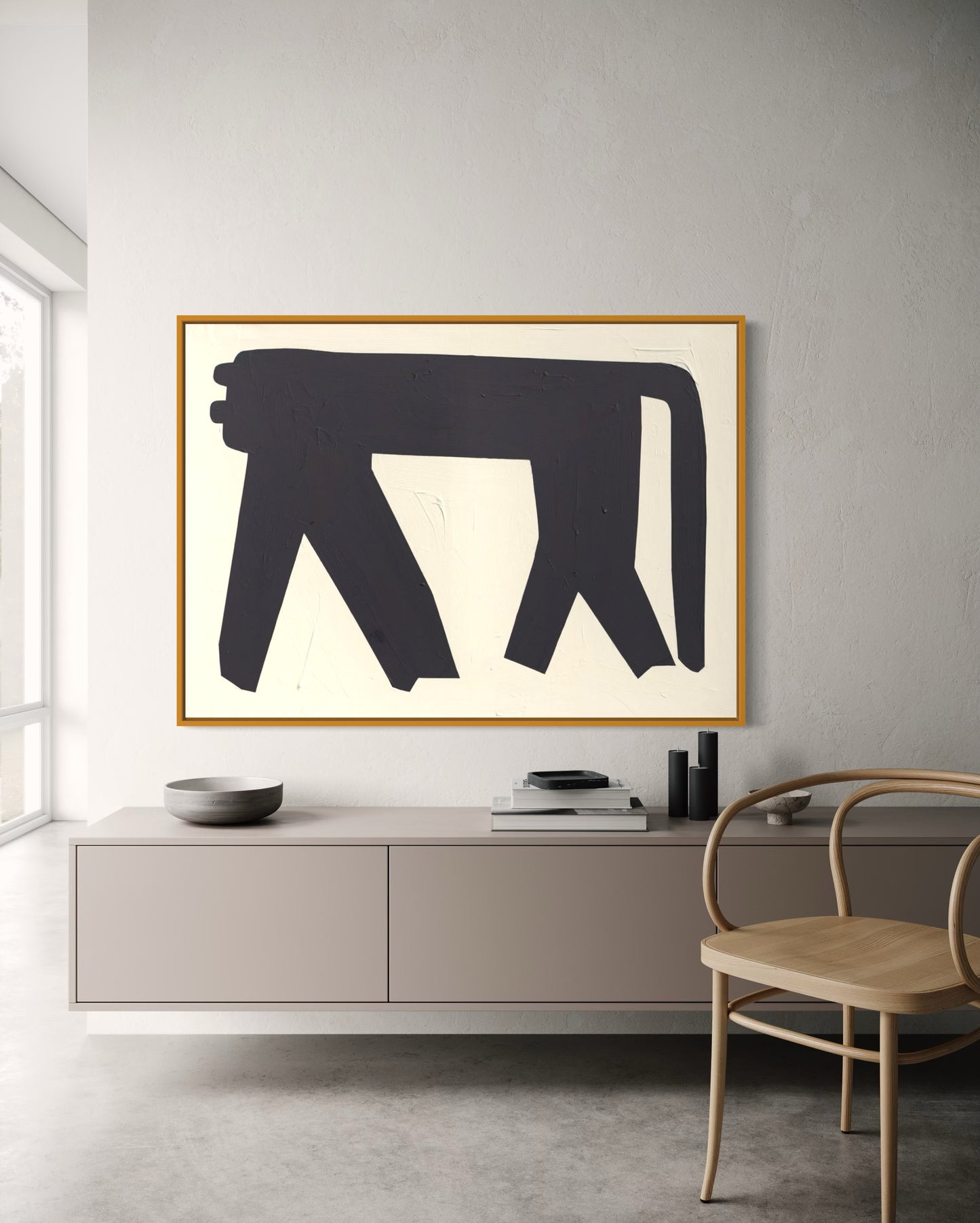Obraz figuratywno-abstrakcyjny na płótnie w minimalistycznej formie - SHADOW OT THE PANTHER'S GRACE 2