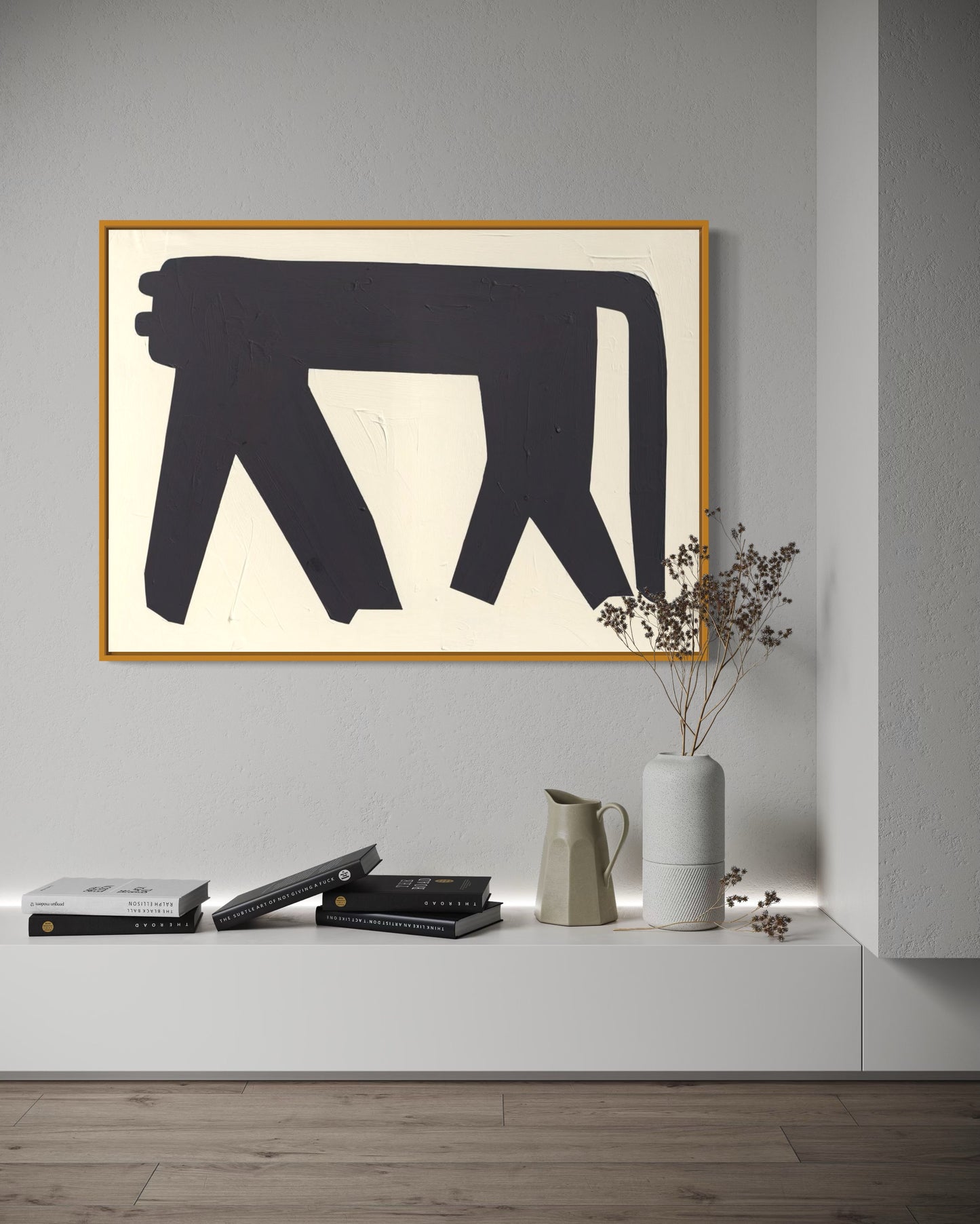 Obraz figuratywno-abstrakcyjny na płótnie w minimalistycznej formie - SHADOW OT THE PANTHER'S GRACE 2