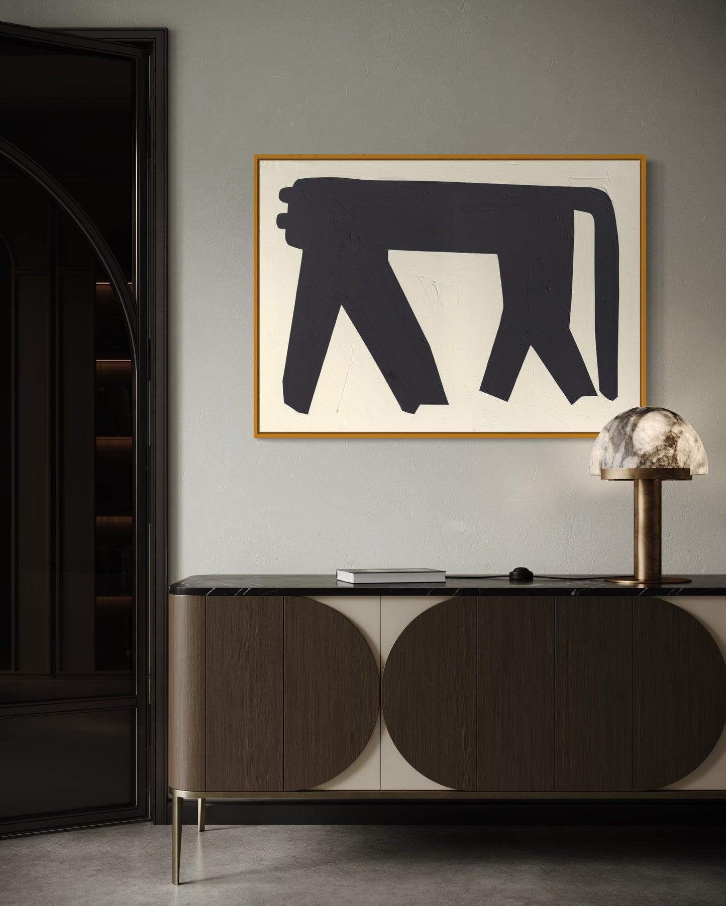 Obraz figuratywno-abstrakcyjny na płótnie w minimalistycznej formie - SHADOW OT THE PANTHER'S GRACE 2