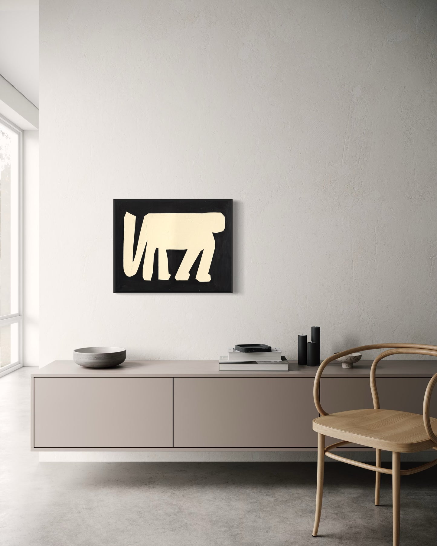 Obraz figuratywno-abstrakcyjny na płótnie w minimalistycznej formie - ODE TO THE APE 1