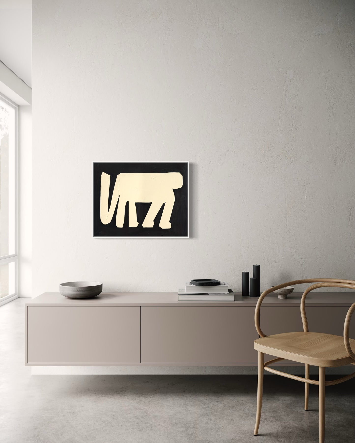 Obraz figuratywno-abstrakcyjny na płótnie w minimalistycznej formie - ODE TO THE APE 1