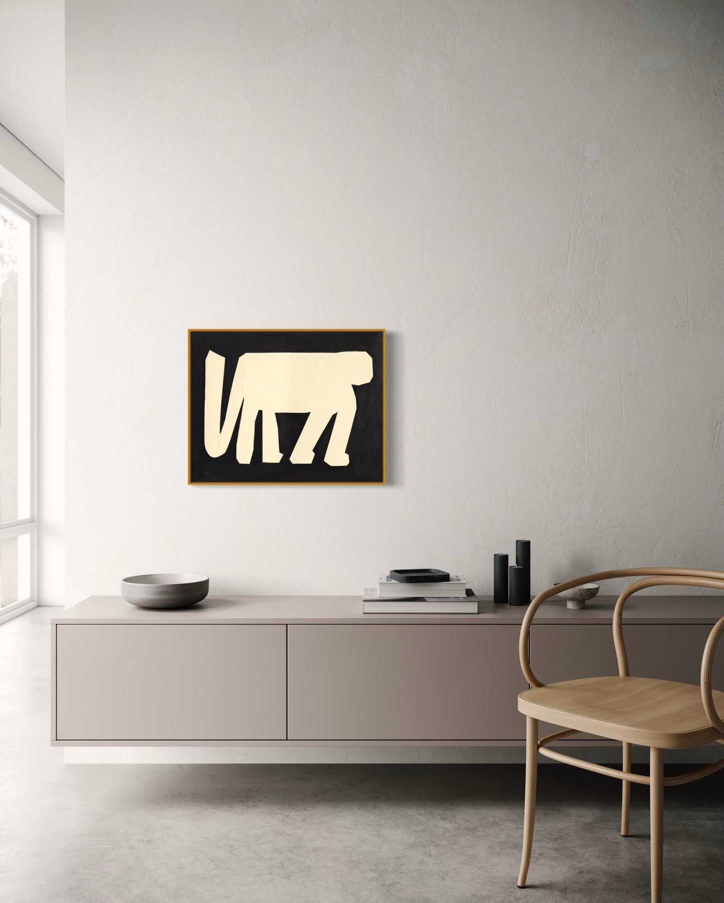 Obraz figuratywno-abstrakcyjny na płótnie w minimalistycznej formie - ODE TO THE APE 1