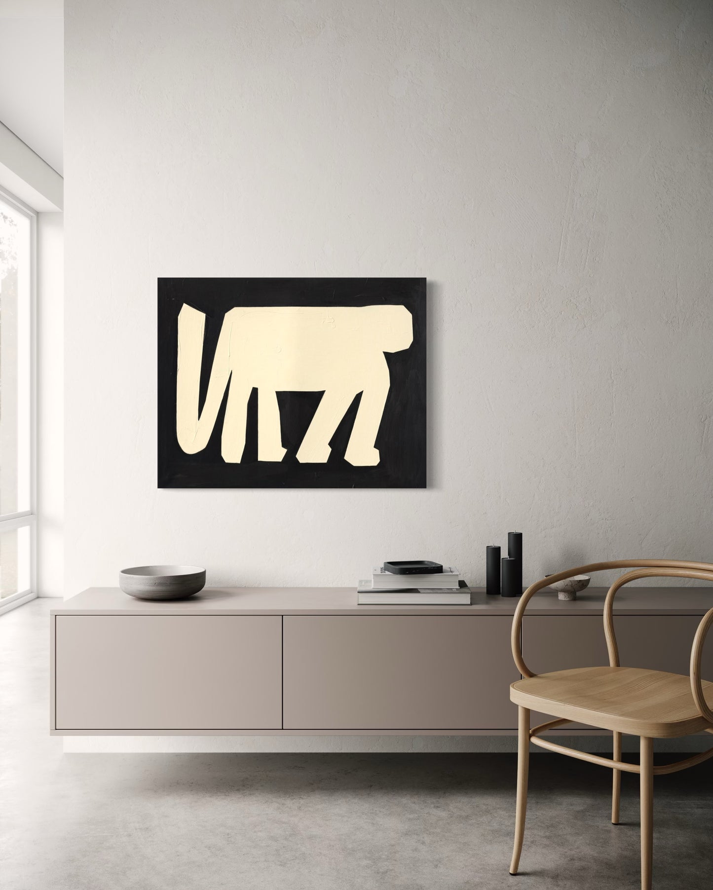 Obraz figuratywno-abstrakcyjny na płótnie w minimalistycznej formie - ODE TO THE APE 1