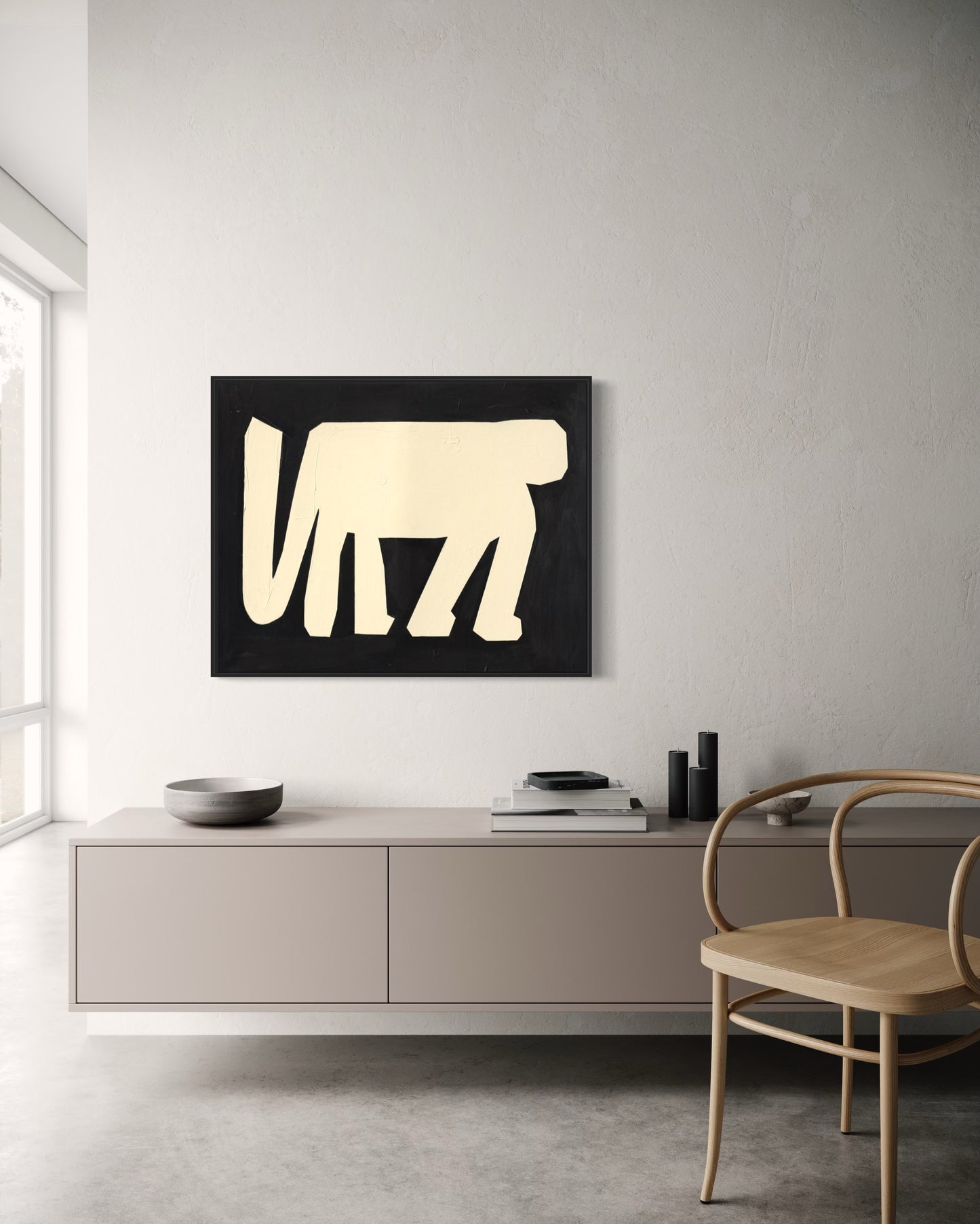 Obraz figuratywno-abstrakcyjny na płótnie w minimalistycznej formie - ODE TO THE APE 1