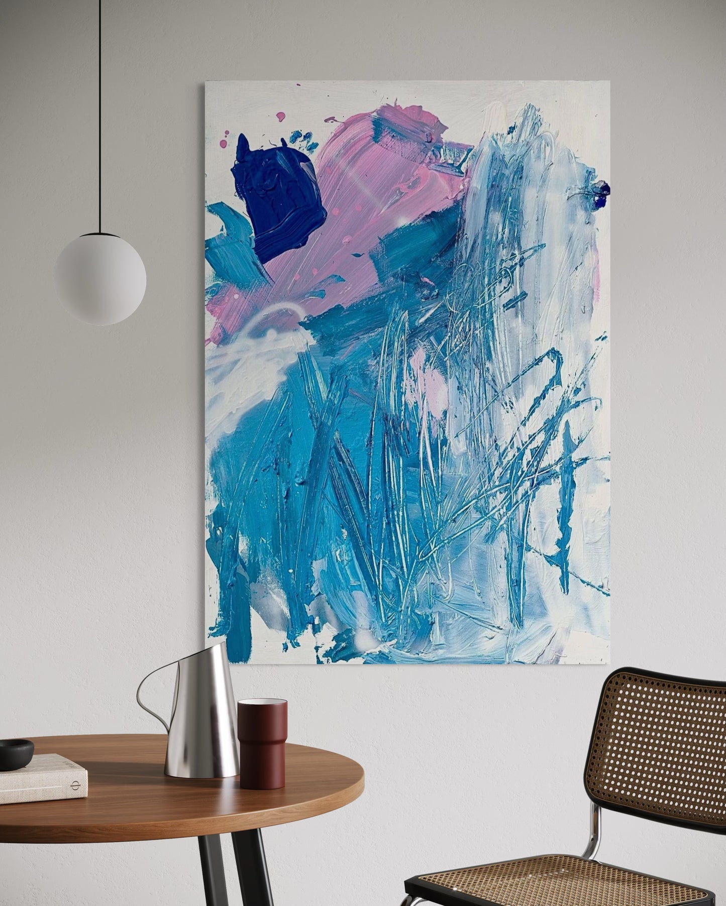 Abstract canvas print in blue tones – TENDER ECHO
