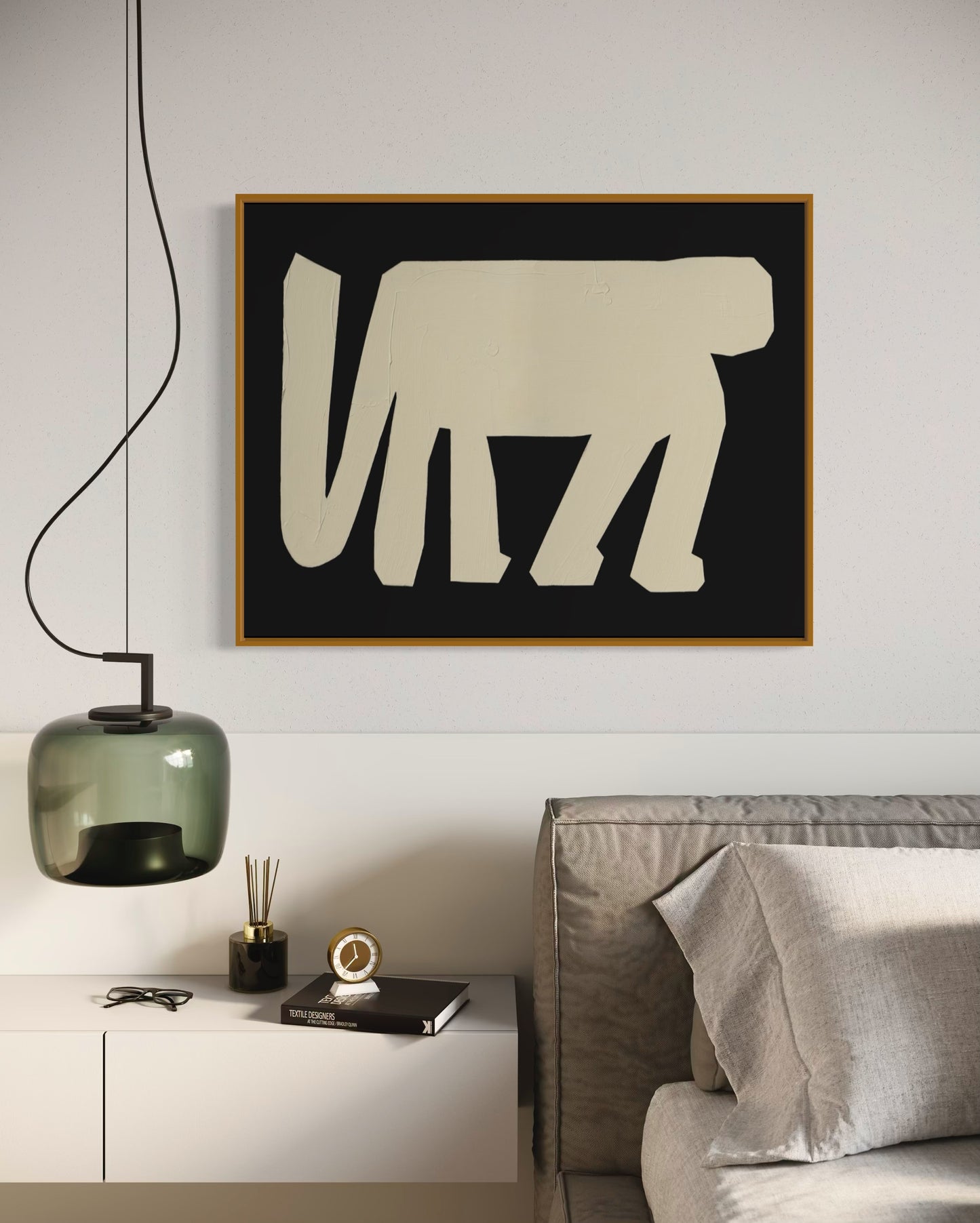 Obraz figuratywno-abstrakcyjny na płótnie w minimalistycznej formie - ODE TO THE APE 1