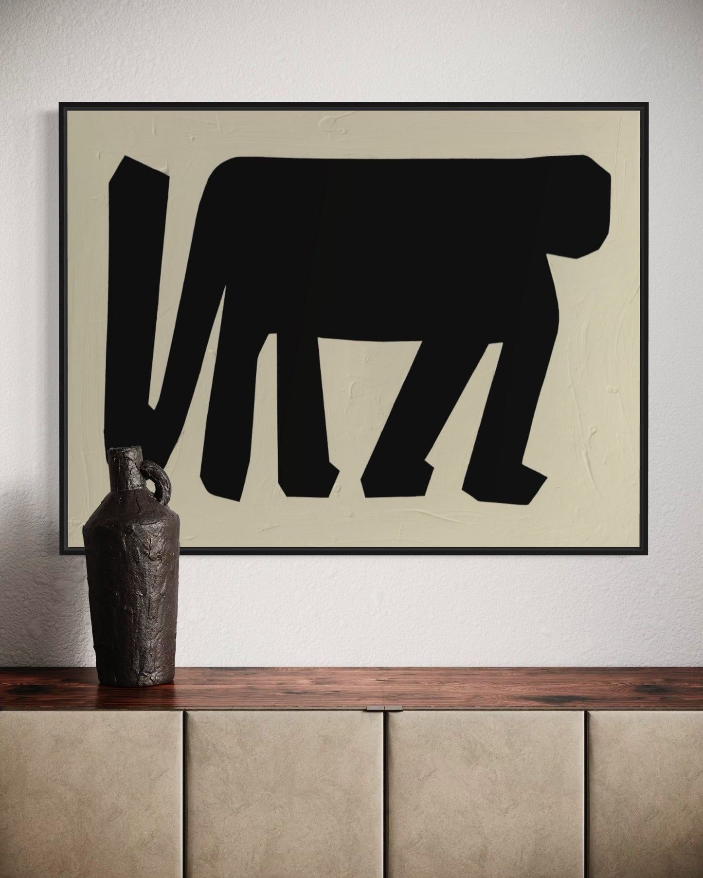 Obraz figuratywno-abstrakcyjny na płótnie w minimalistycznej formie - ODE TO THE APE 2