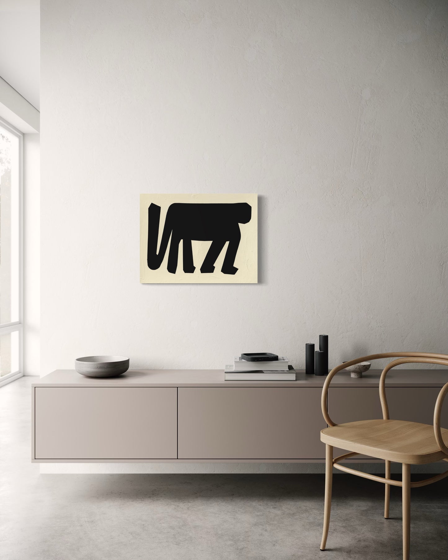 Obraz figuratywno-abstrakcyjny na płótnie w minimalistycznej formie - ODE TO THE APE 2