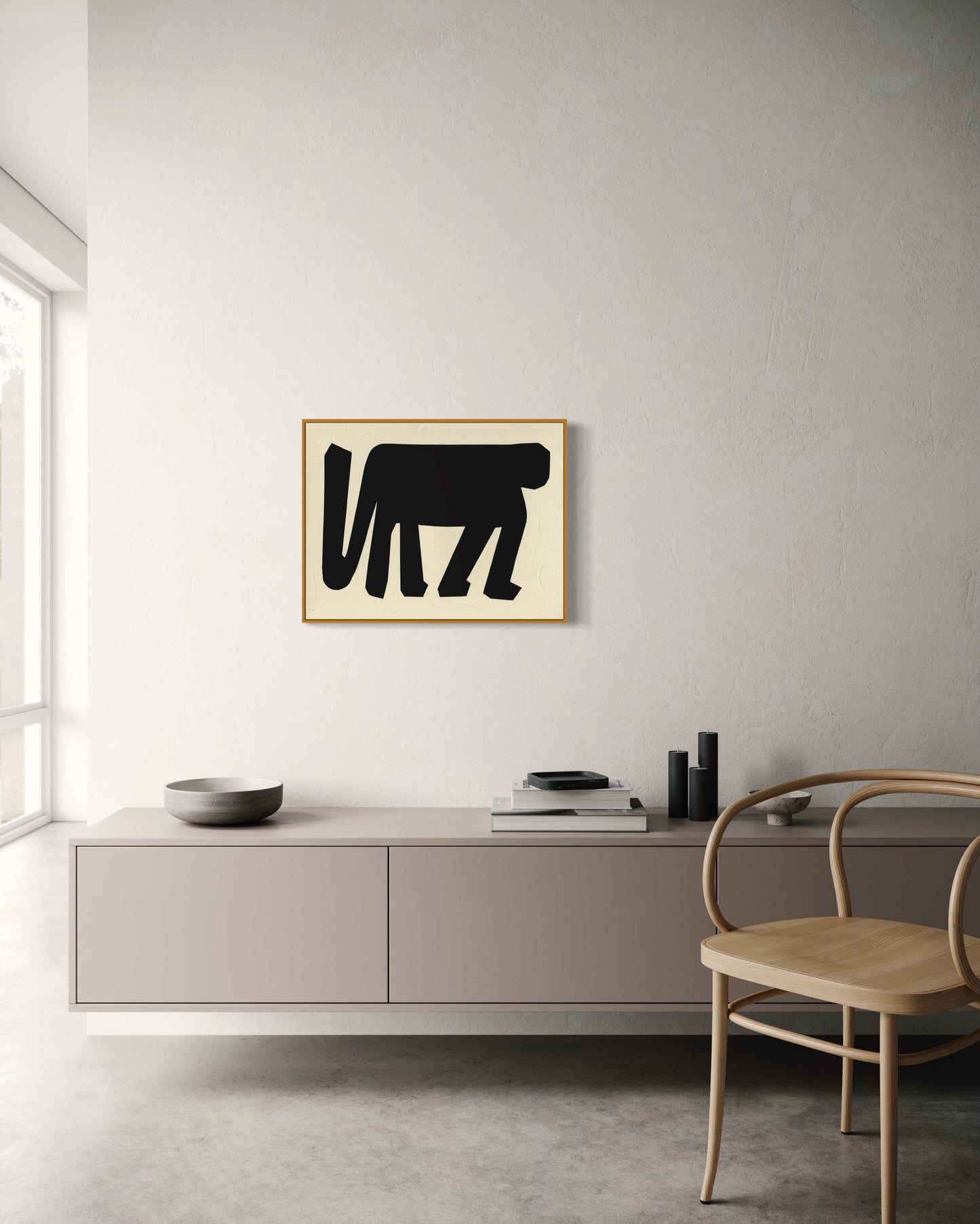 Obraz figuratywno-abstrakcyjny na płótnie w minimalistycznej formie - ODE TO THE APE 2
