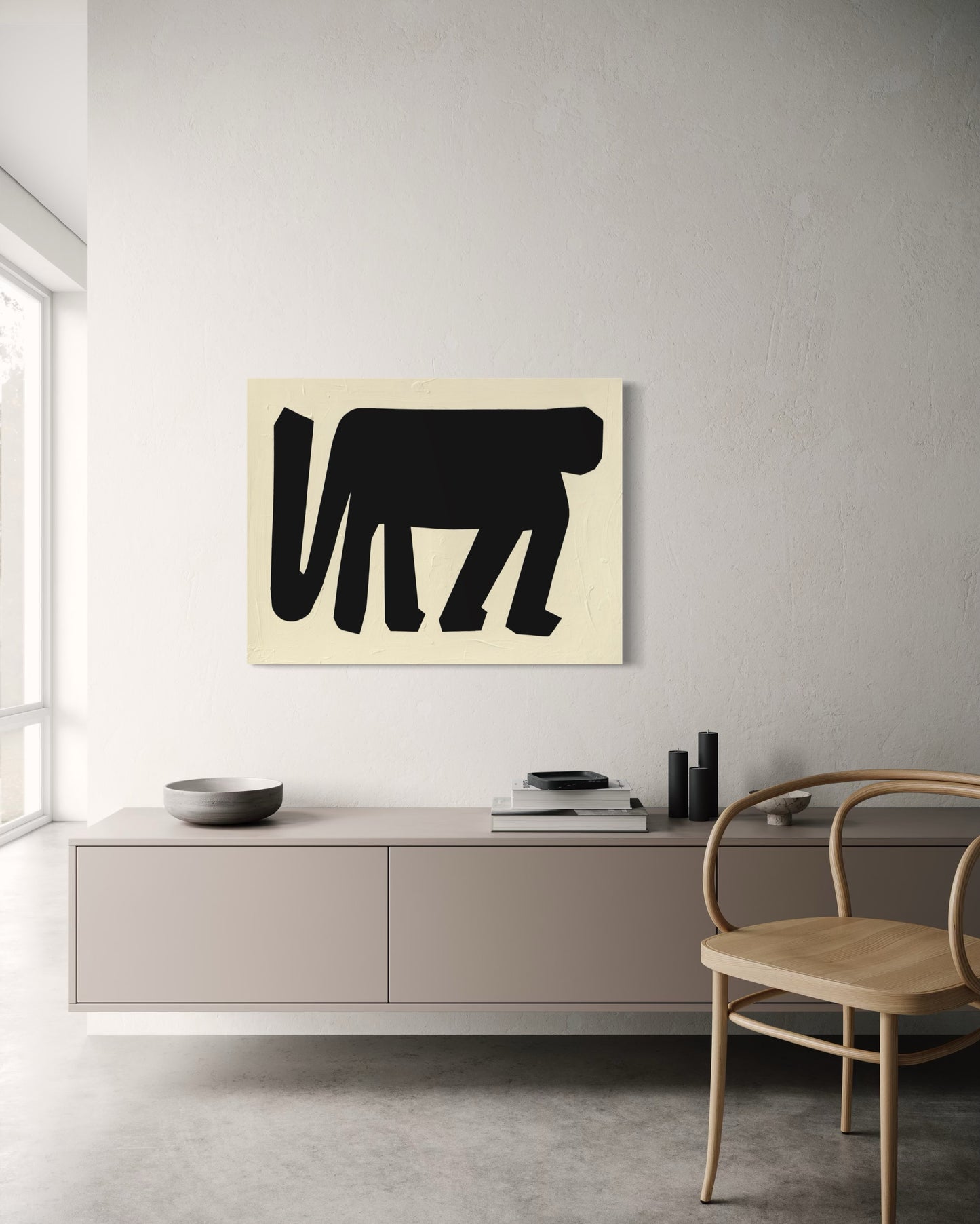 Obraz figuratywno-abstrakcyjny na płótnie w minimalistycznej formie - ODE TO THE APE 2