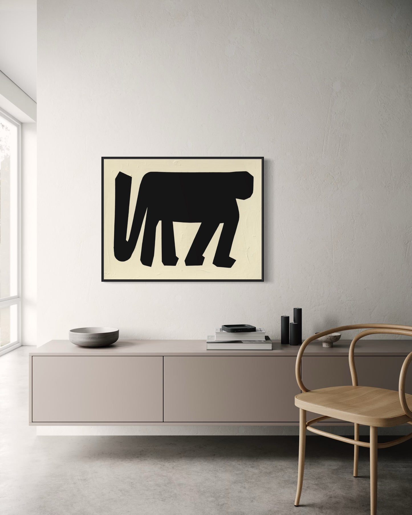Obraz figuratywno-abstrakcyjny na płótnie w minimalistycznej formie - ODE TO THE APE 2