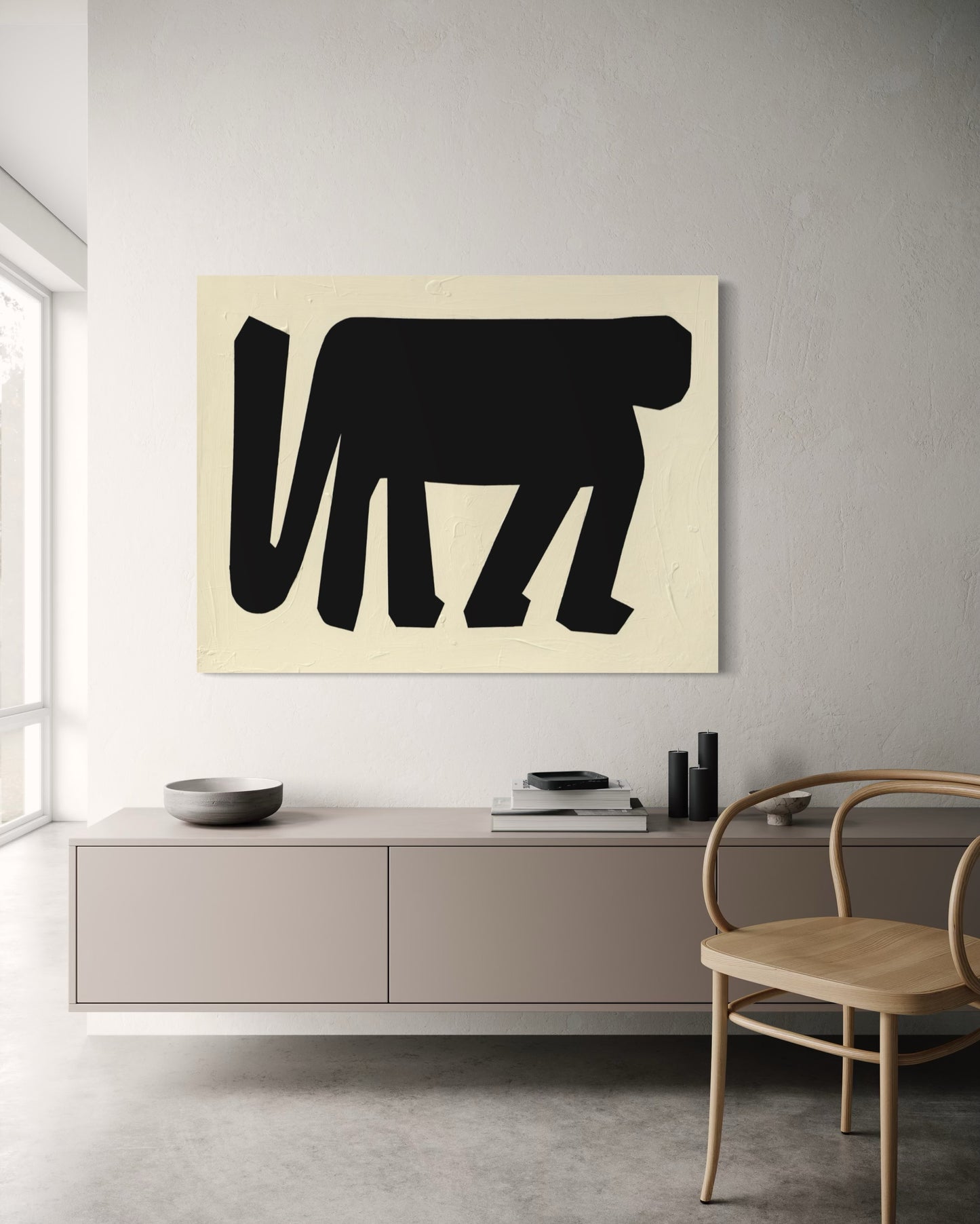 Obraz figuratywno-abstrakcyjny na płótnie w minimalistycznej formie - ODE TO THE APE 2
