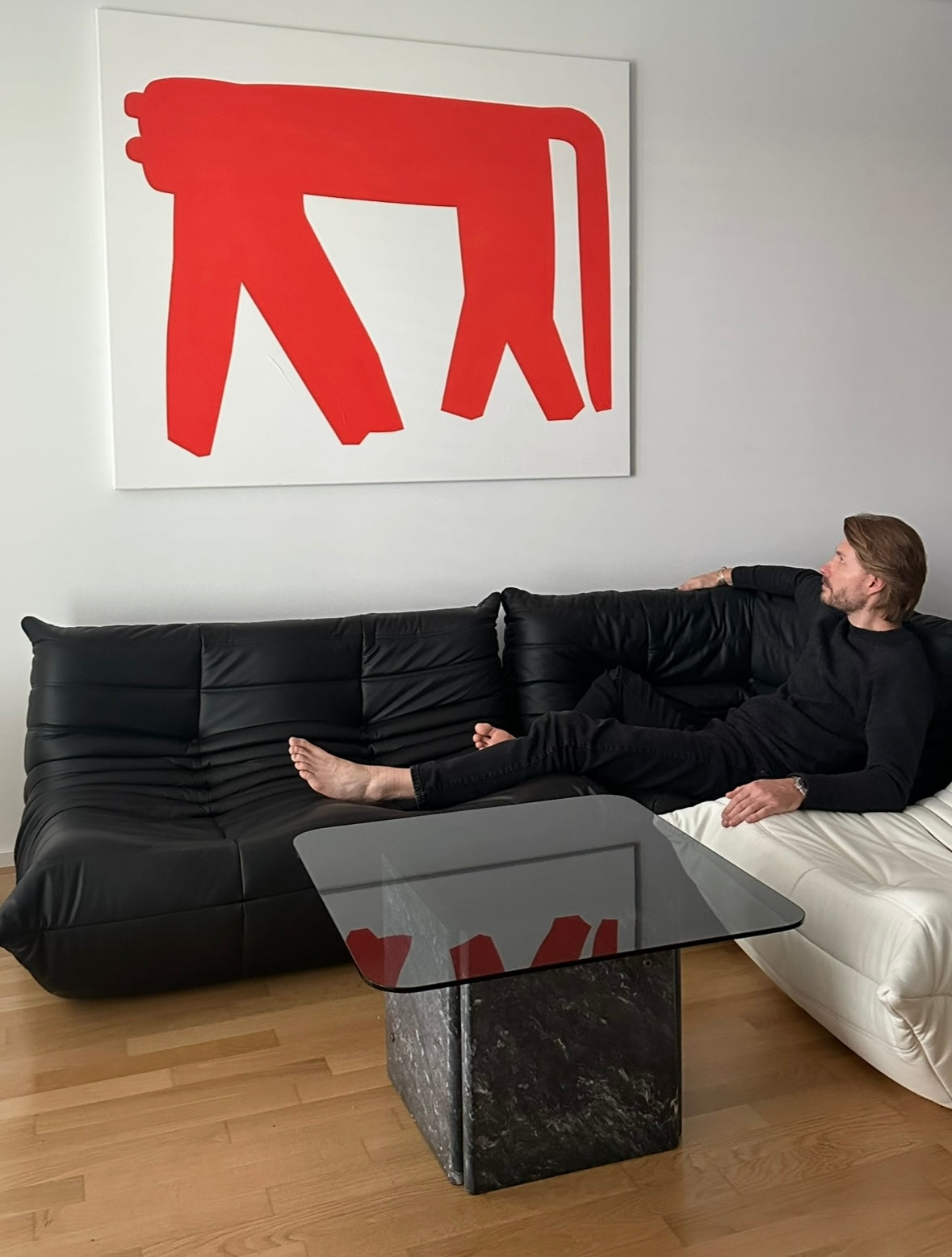 Obraz figuratywno-abstrakcyjny na płótnie w minimalistycznej formie - SHADOW OT THE PANTHER'S GRACE 1