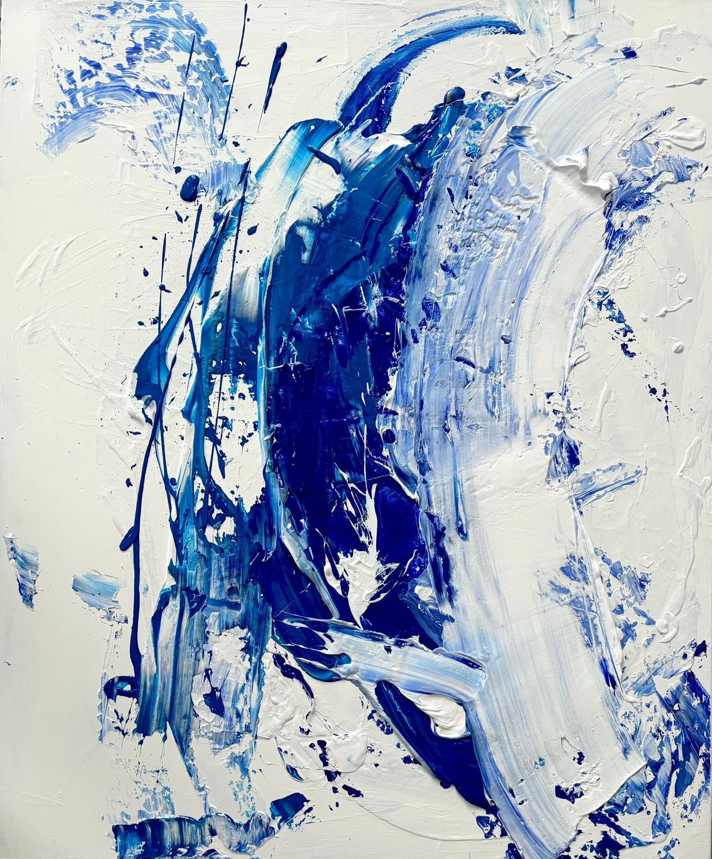 Leinwanddruck, abstrakt in Weiß-Blau – OCEAN (horizontal)