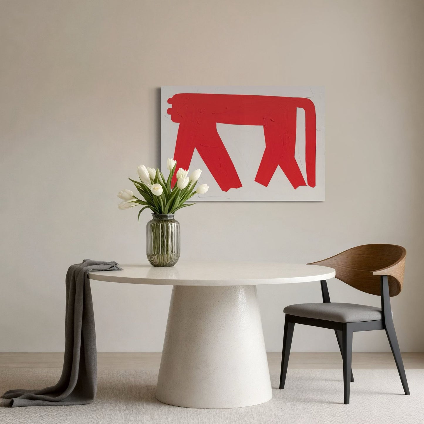 Obraz figuratywno-abstrakcyjny na płótnie w minimalistycznej formie - SHADOW OT THE PANTHER'S GRACE 1