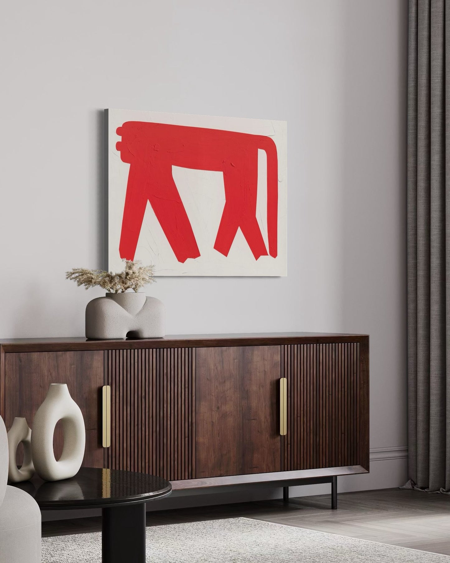 Obraz figuratywno-abstrakcyjny na płótnie w minimalistycznej formie - SHADOW OT THE PANTHER'S GRACE 1