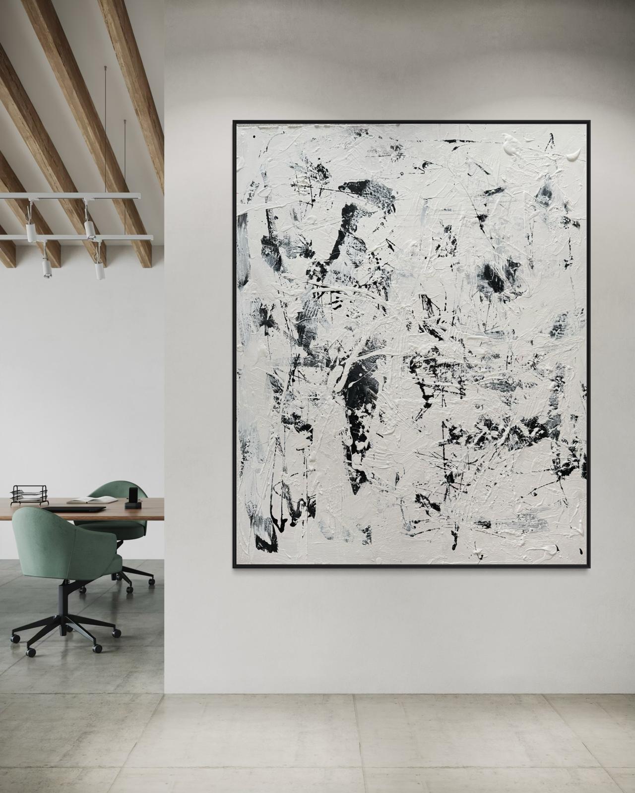 bstract painting on canvas in a black and white color palette - RAW BALANCE