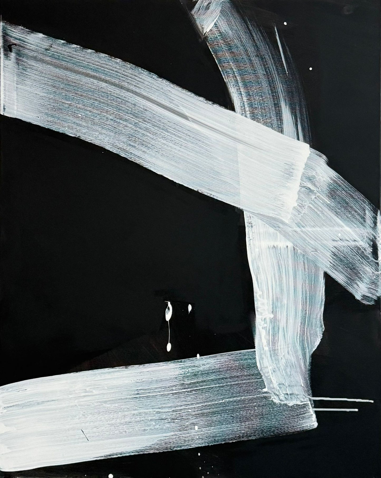 Canvas print, abstract in black and white – SILENT MOTION (vertical)