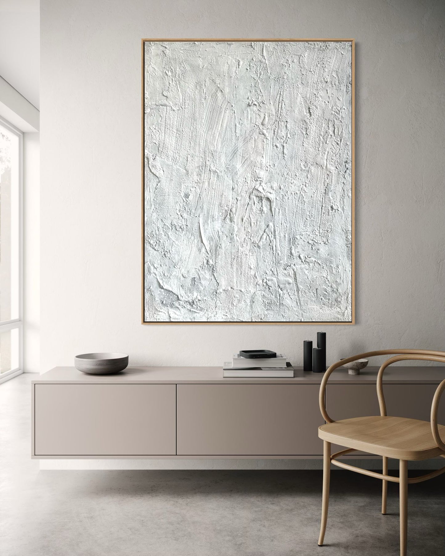 Obraz strukturalny malowany na płótnie w kolorze białym