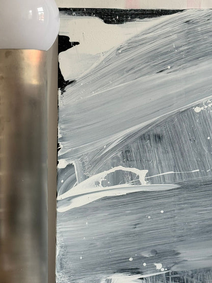 Abstraktes Gemälde auf Leinwand in Blau- und Rosatönen