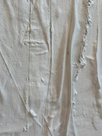 Abstraktes Gemälde auf Leinwand, gemalt in Weißtönen