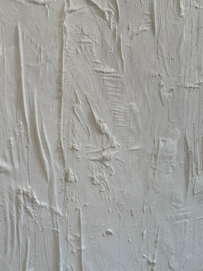 Abstraktes Gemälde auf Leinwand, gemalt in Weißtönen