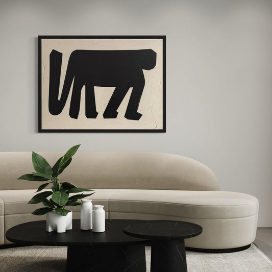 Obraz figuratywno-abstrakcyjny na płótnie w minimalistycznej formie - ODE TO THE APE  2