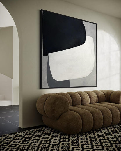 Obraz abstrakcyjny na płótnie w kolorze biało-czarno-szarym - BALANCE OF FORMS