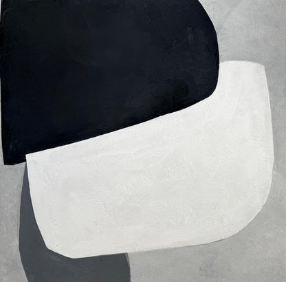 Obraz abstrakcyjny na płótnie w kolorze biało-czarno-szarym - BALANCE OF FORMS