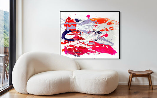 Abstract canvas print, hand-painted multi-colored – BLOOM (horizontal)