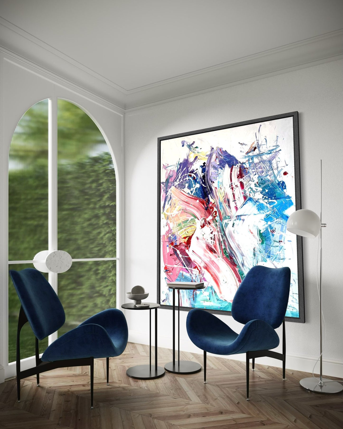 Obraz abstrakcyjny na płótnie w wielokolorowy - EXPLOSIVE CALM (pion)