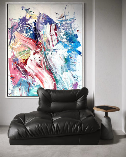 Obraz abstrakcyjny na płótnie w wielokolorowy - EXPLOSIVE CALM (pion)