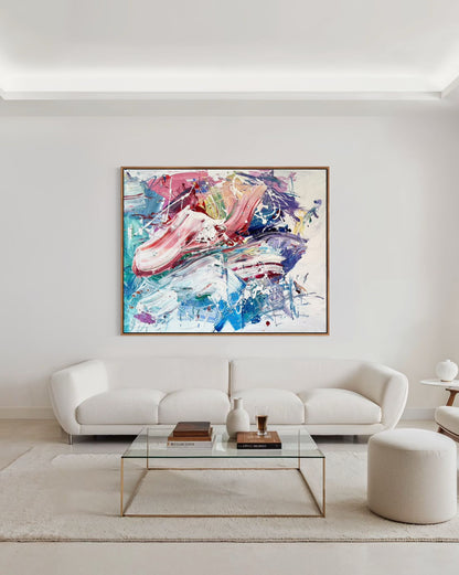 Obraz abstrakcyjny na płótnie w wielokolorowy - EXPLOSIVE CALM (poziom)