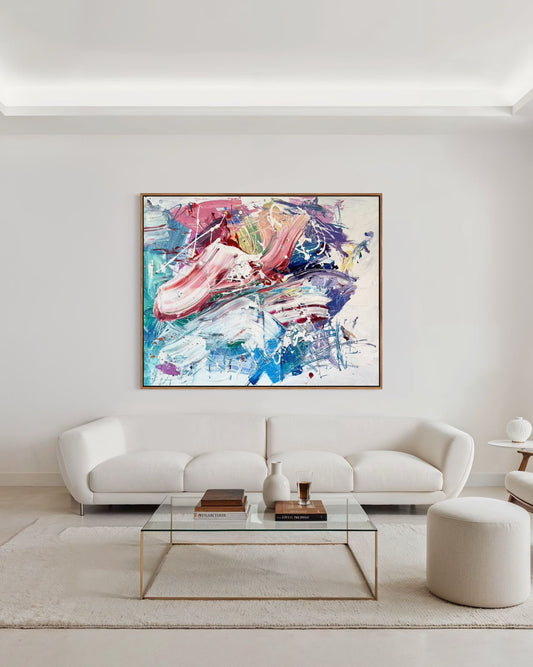 Obraz abstrakcyjny na płótnie w wielokolorowy - EXPLOSIVE CALM (poziom)