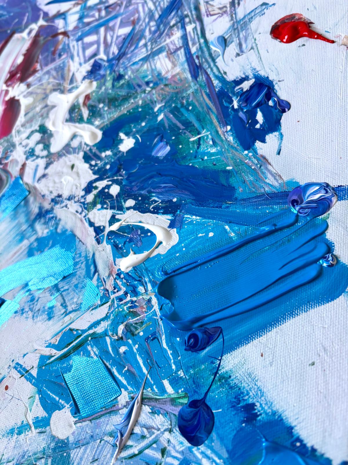 Abstraktes Leinwandbild, handbemalt in Mehrfarben – EXPLOSIVE CALM (horizontal)