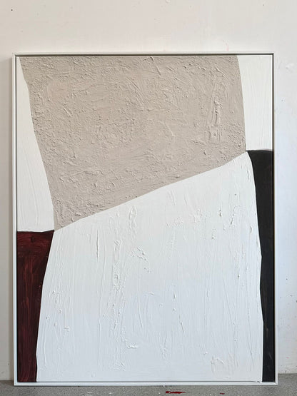 Abstract canvas print, hand-painted – HARMONY IN CONTRAST - shades of beige, white, brown and black