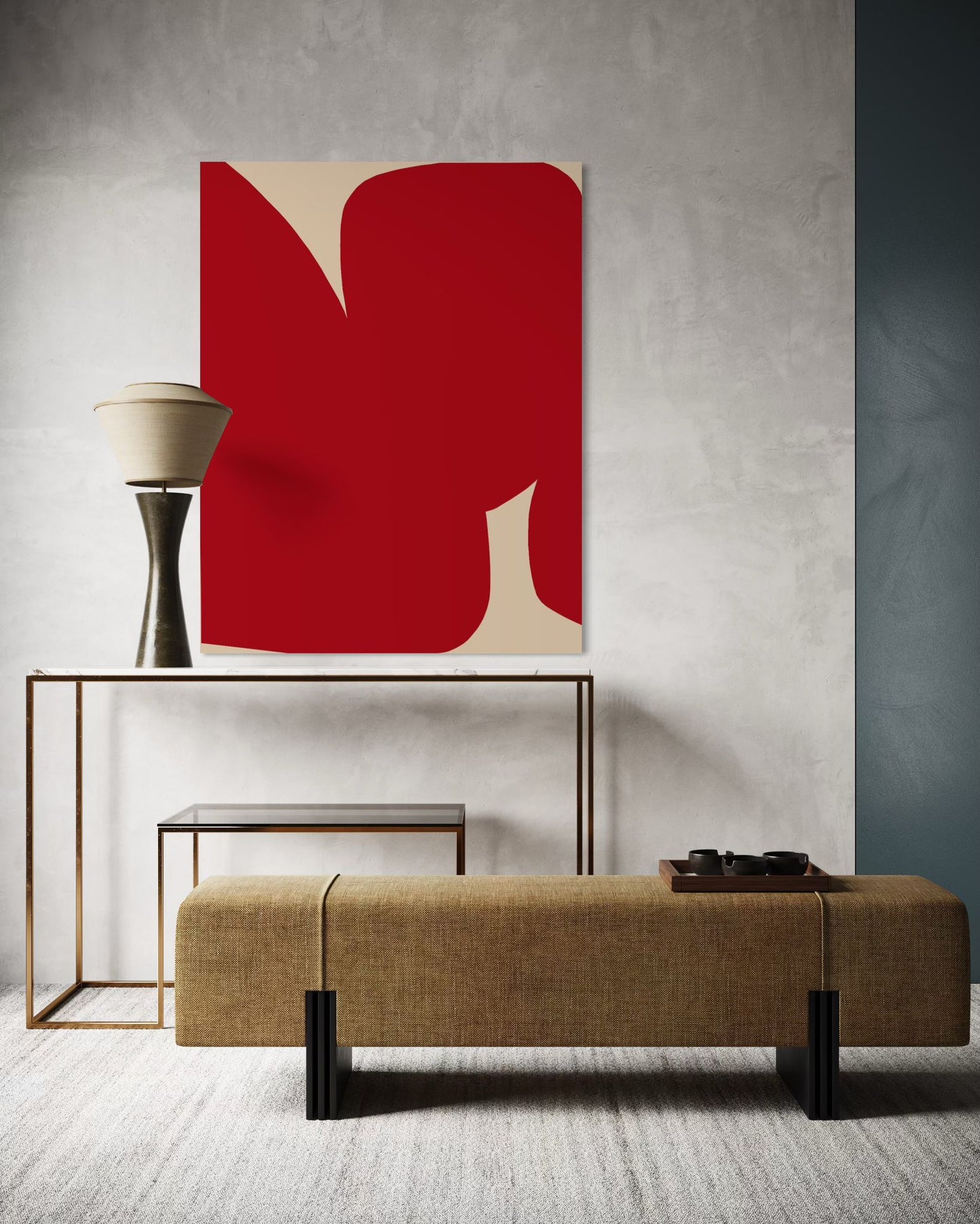 Obraz abstrakcyjny na płótnie w odcieniach czerwieni - RED SHAPE III