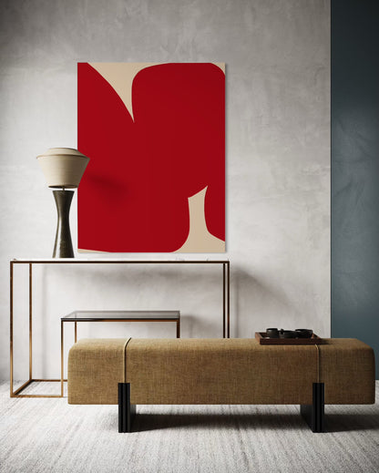 Obraz abstrakcyjny na płótnie w odcieniach czerwieni - RED SHAPE III