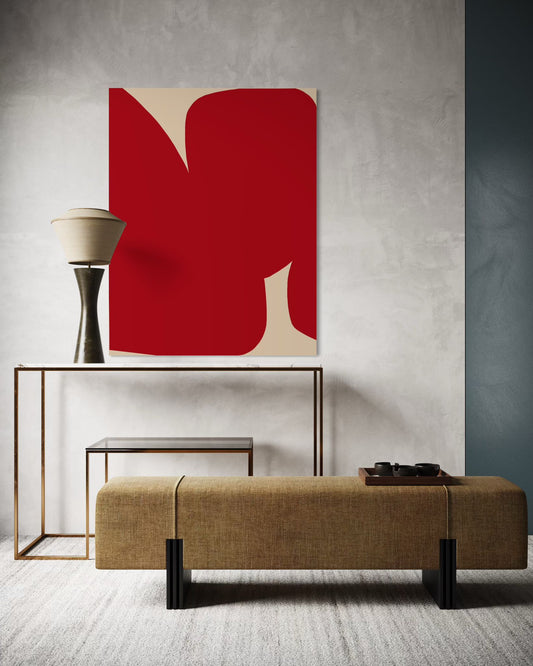 Obraz abstrakcyjny na płótnie w odcieniach czerwieni - RED SHAPE III