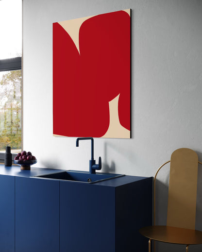 Obraz abstrakcyjny na płótnie w odcieniach czerwieni - RED SHAPE III