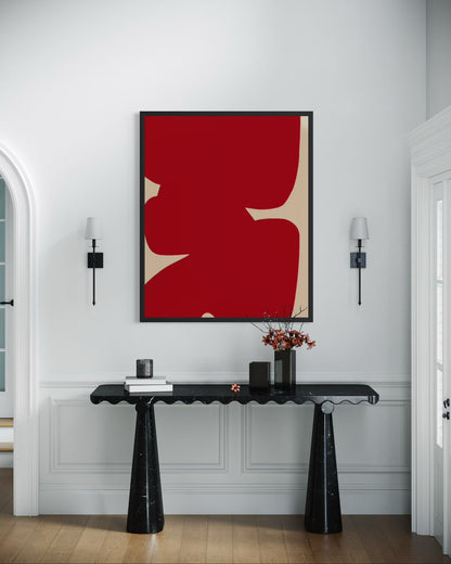 Obraz abstrakcyjny na płótnie w odcieniach czerwieni - RED SHAPE II